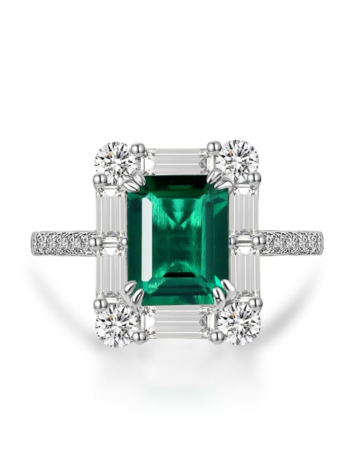 Cultivate emerald [R 2466] 925 Sterling Silver High Carbon Diamond Green Geometric Dainty Band Ring